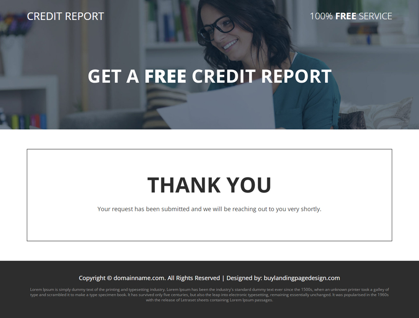 free credit report service lead capture responsive landing page