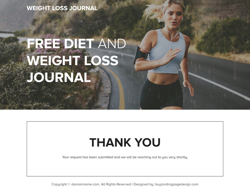free weight loss journal lead capture responsive landing page