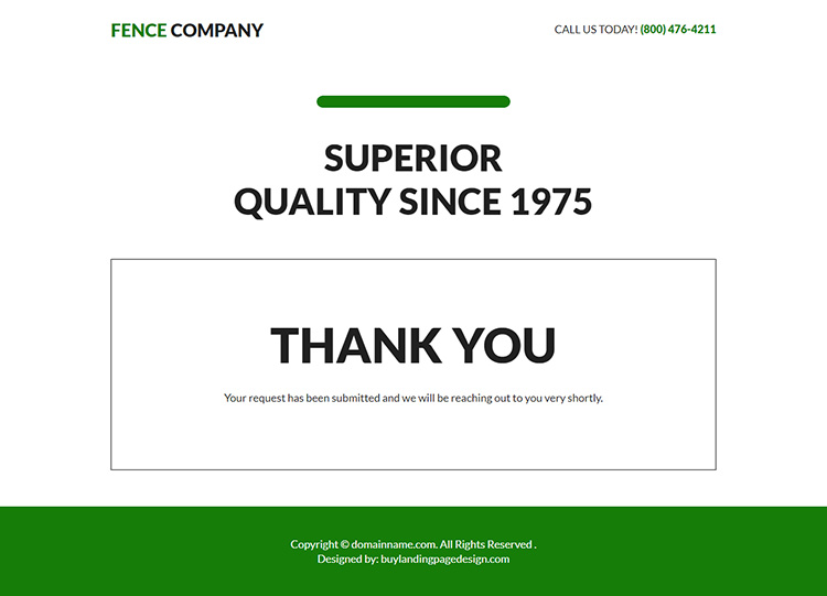 fencing company free consultation landing page design