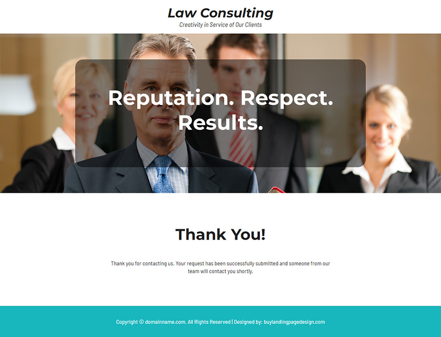 corporate law consultancy responsive landing page