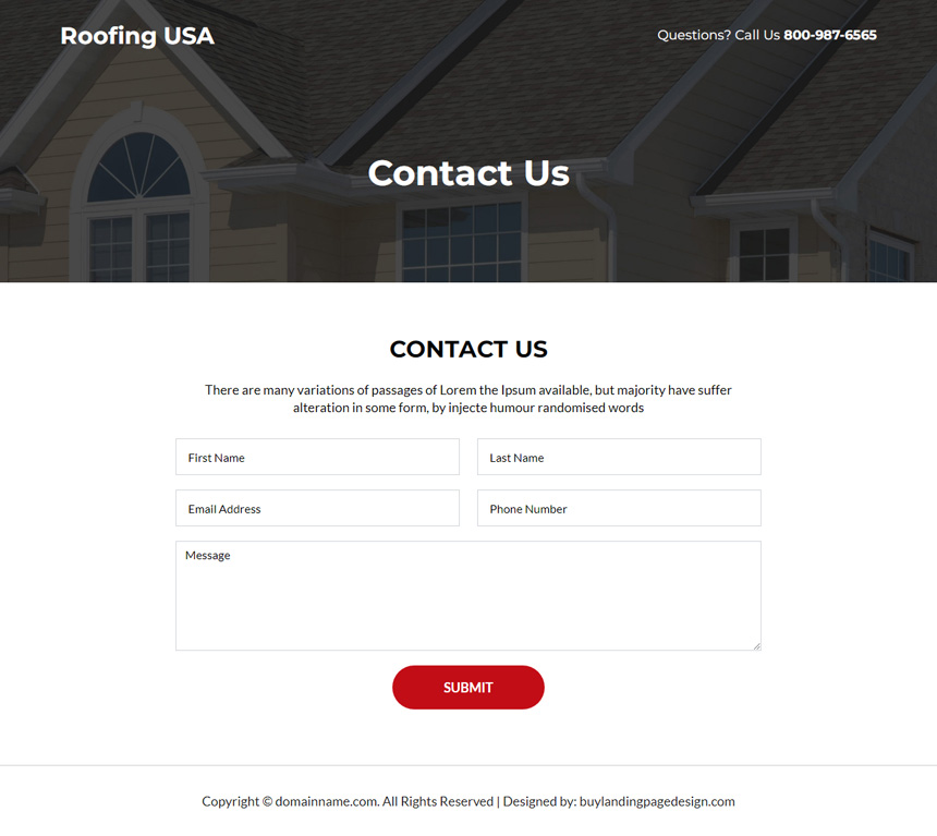 free roof inspections lead capture landing page