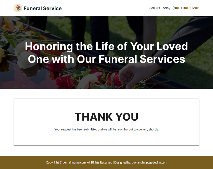 funeral services lead capture responsive landing page