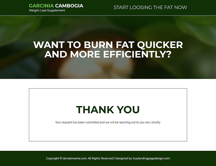 garcinia weight loss supplement responsive landing page