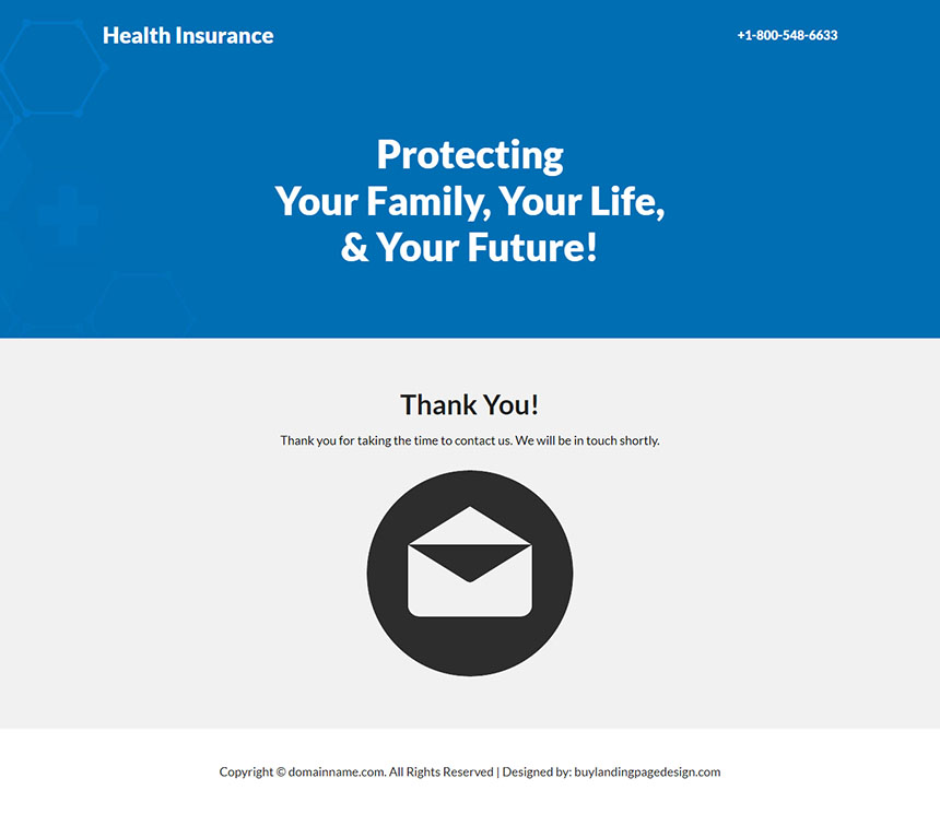 health insurance provider lead capture responsive landing page