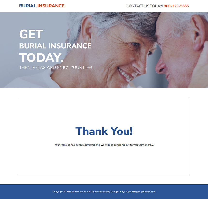 burial insurance policy free quote lead capture responsive landing page