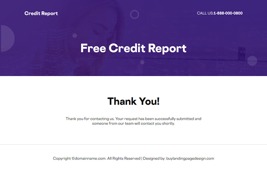 get free credit report lead capture landing page