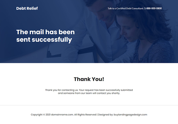 debt relief consultant responsive landing page design