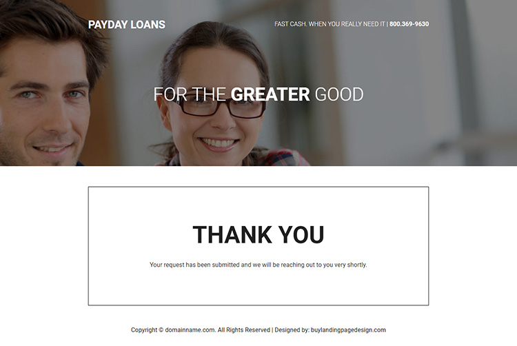quick payday cash loan responsive landing page design