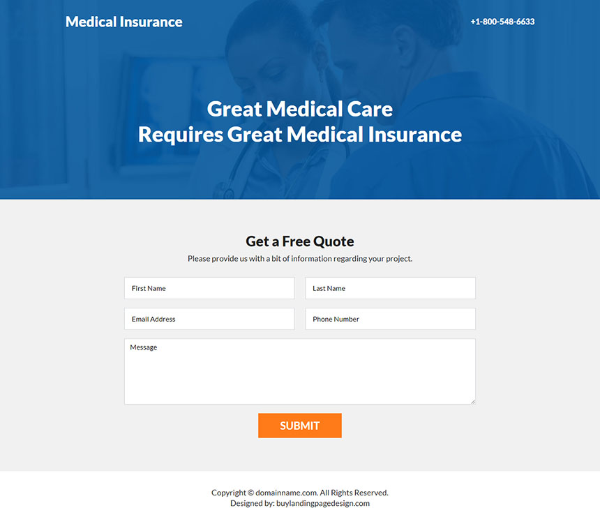 best medical insurance coverage responsive landing page