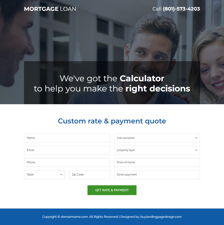 mortgage loan lead capture landing page