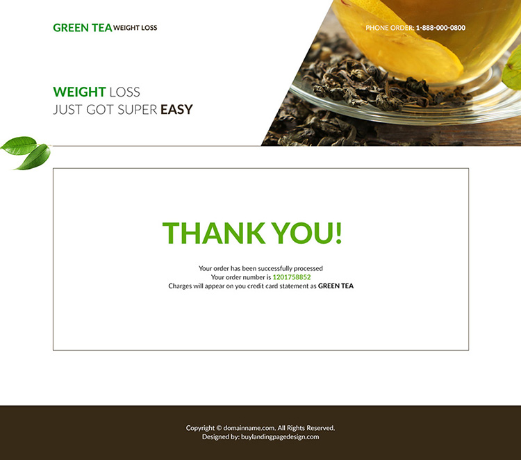 green tea weight loss supplement responsive landing page