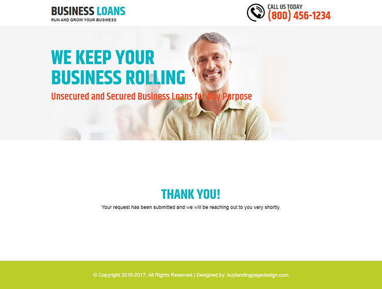 responsive grow your business with loan landing page design