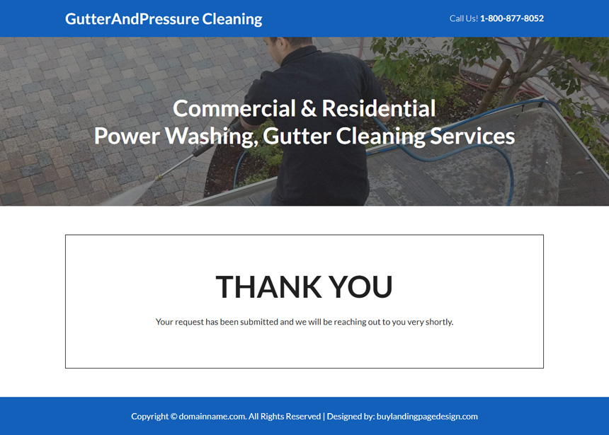 gutter and pressure cleaning responsive landing page