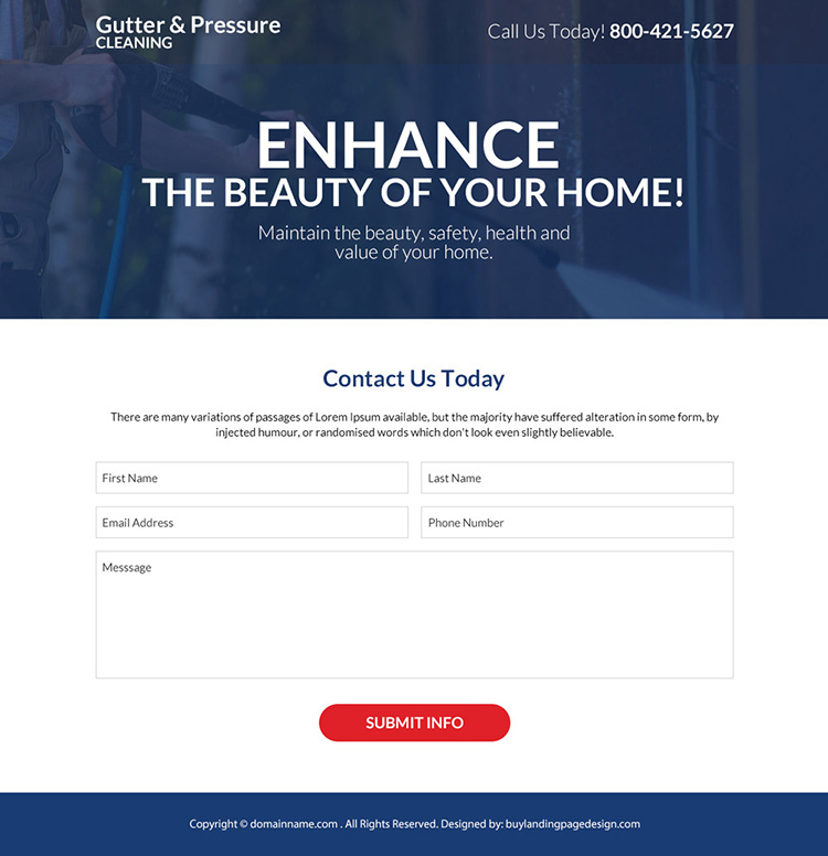 gutter and pressure cleaning company responsive landing page