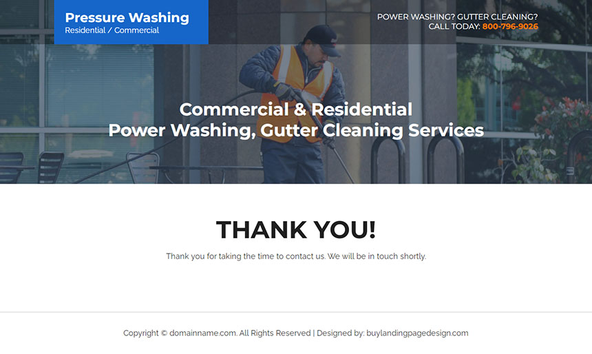 gutter and pressure cleaning service responsive landing page