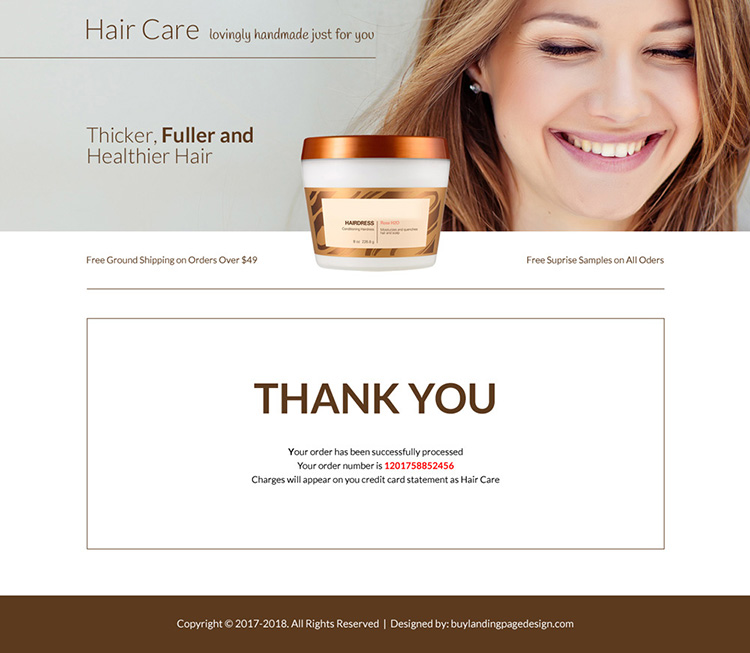 hair care product selling bootstrap landing page design