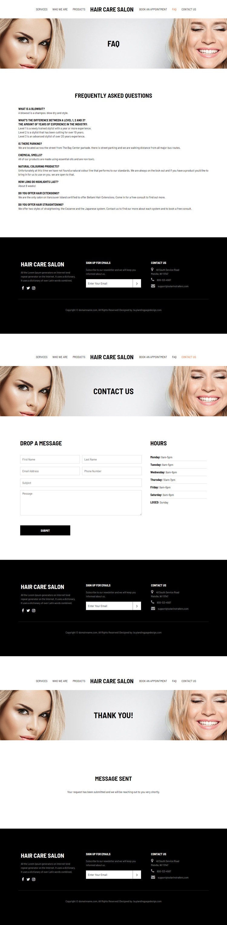 hair care salon responsive website design