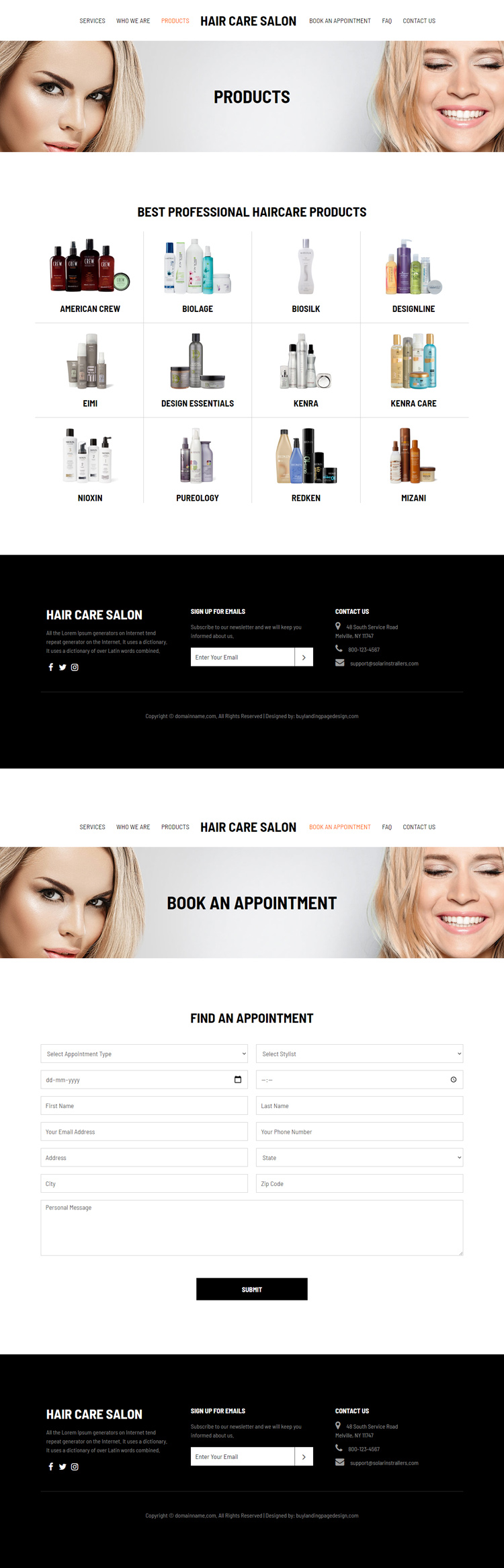 hair care salon responsive website design