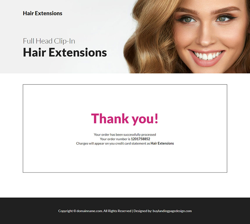 best hair extensions product selling responsive landing page