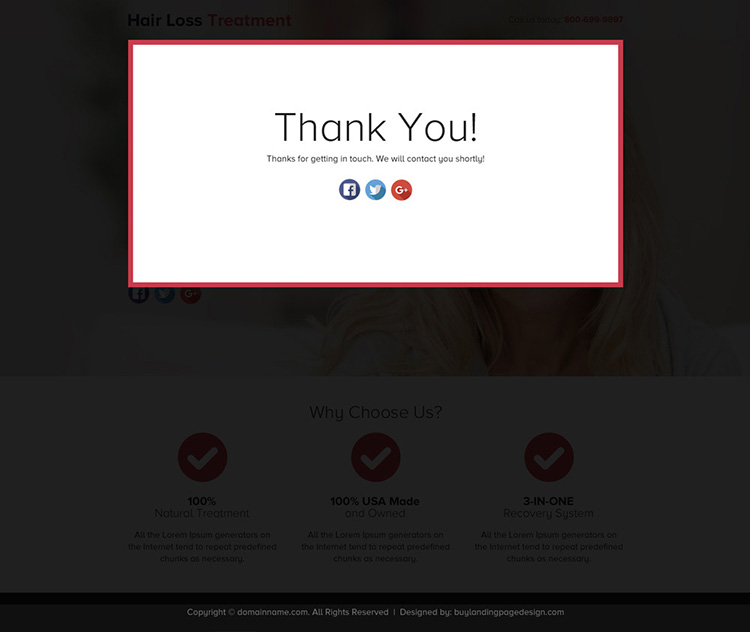 hair loss solution lead gen responsive funnel page design