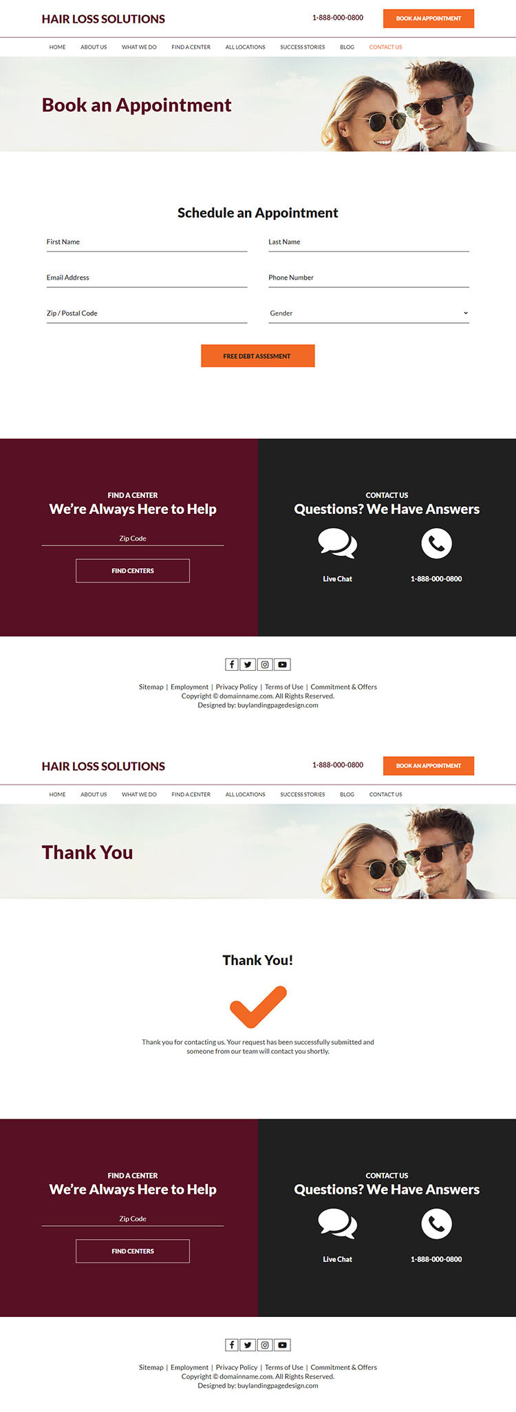 hair loss treatment for men and women responsive website design