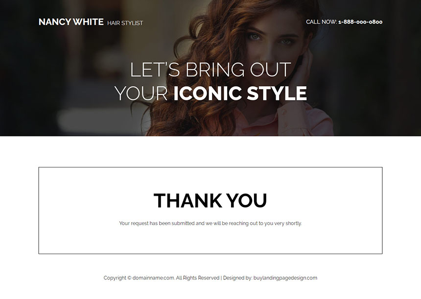 hair stylist online appointment responsive landing page