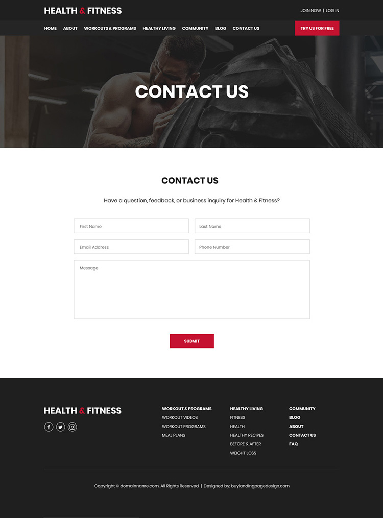 health and fitness programs responsive website design