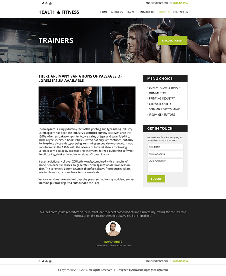 health and fitness html website template