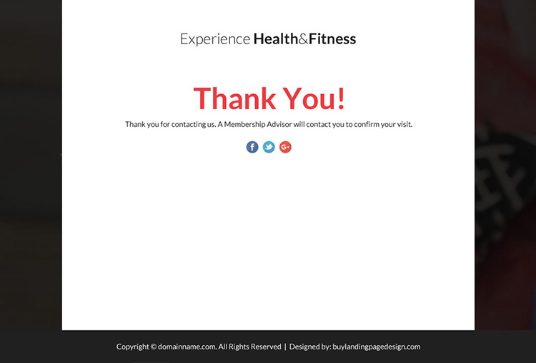 responsive health and fitness lead funnel landing page