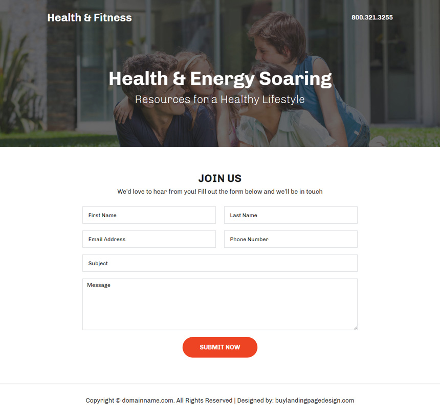 healthy lifestyle coach lead capture responsive landing page