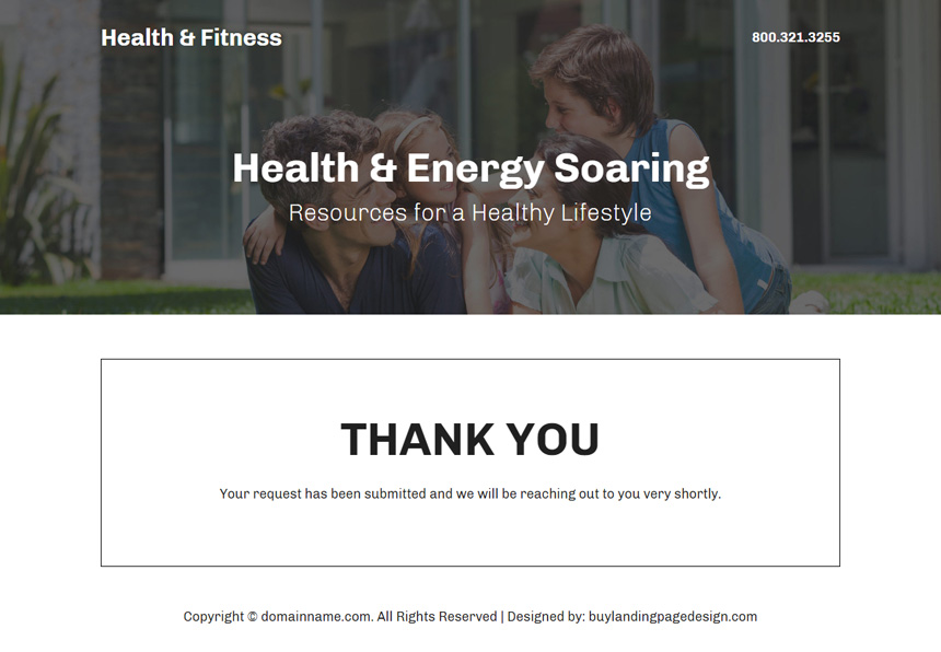 healthy lifestyle coach lead capture responsive landing page