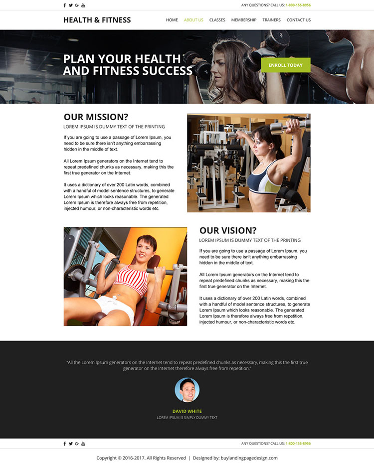 responsive health and fitness website template