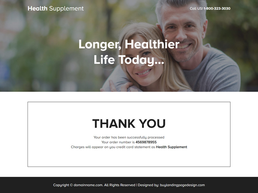 minimal health supplement responsive landing page
