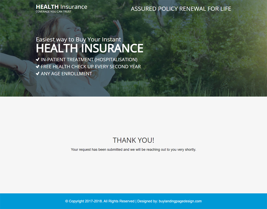 health insurance for family responsive landing page