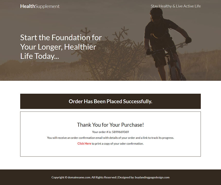 natural health supplement responsive landing page