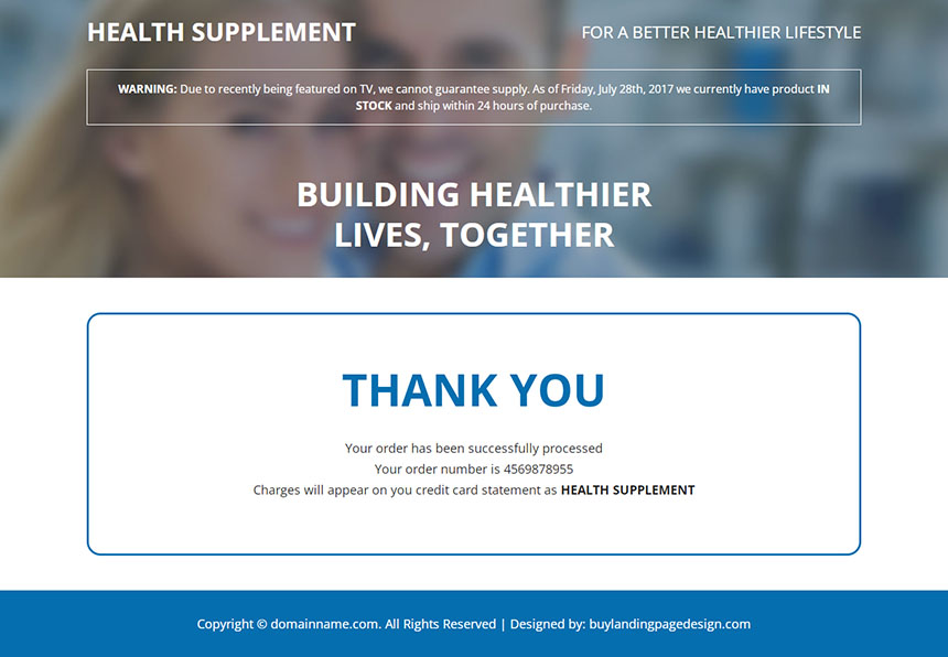 cholesterol supplement responsive landing page