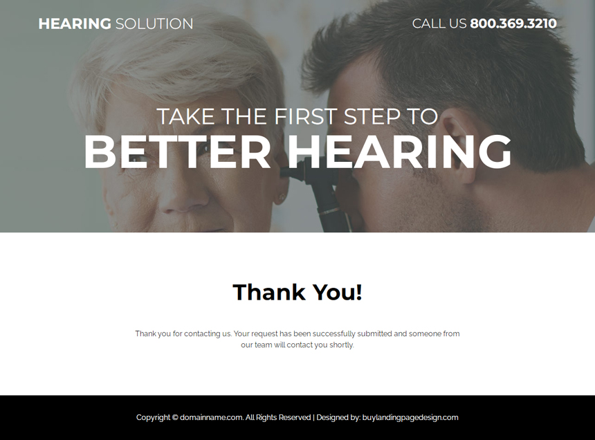hearing healthcare consultant responsive landing page