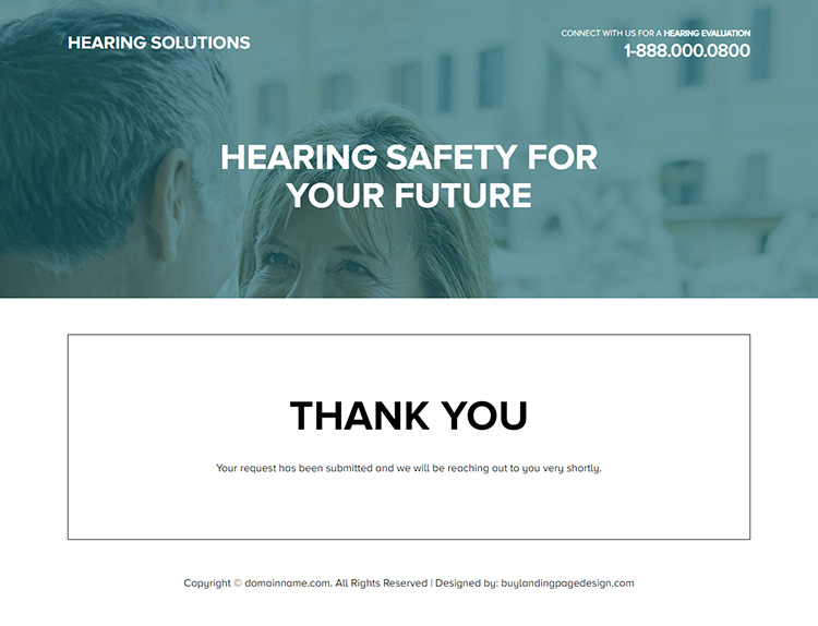 hearing loss treatment responsive landing page