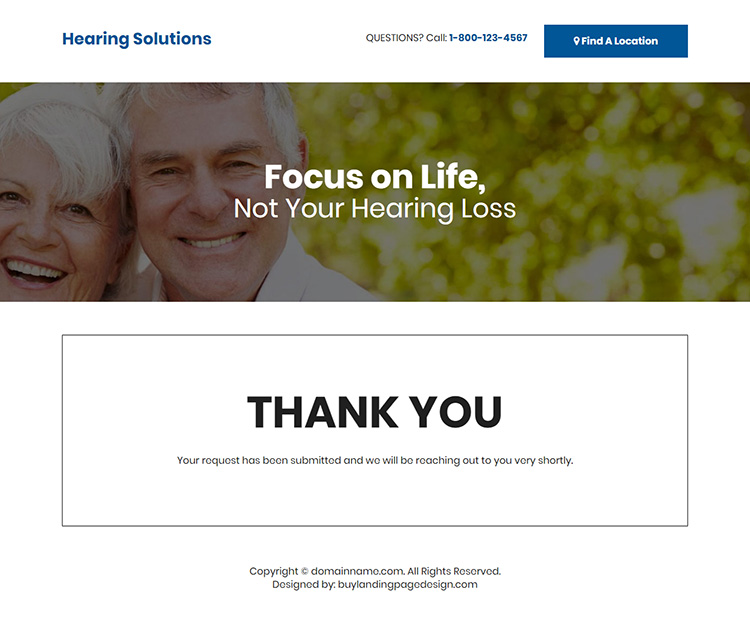 hearing solution test booking responsive landing page design