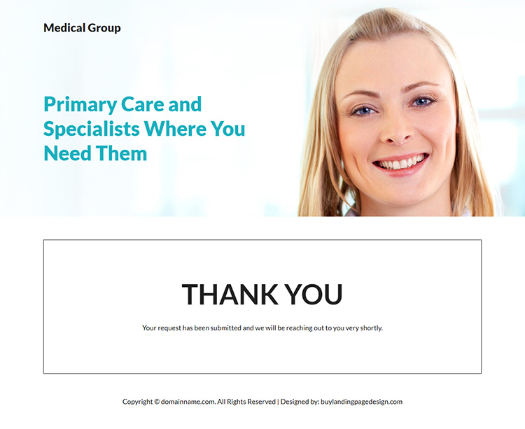 primary care and specialist medical services landing page