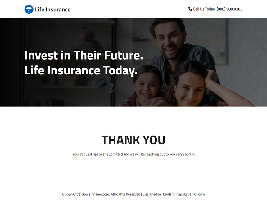 professional life insurance company landing page