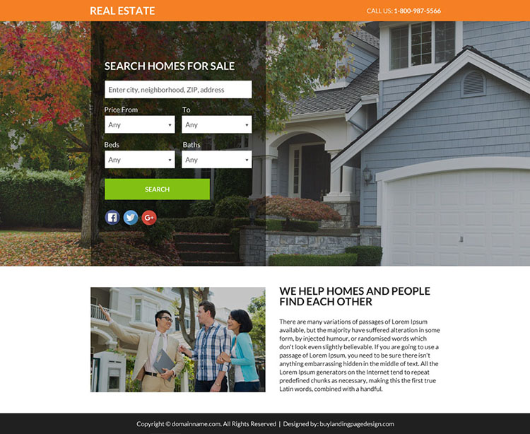 real estate lead funnel responsive landing page