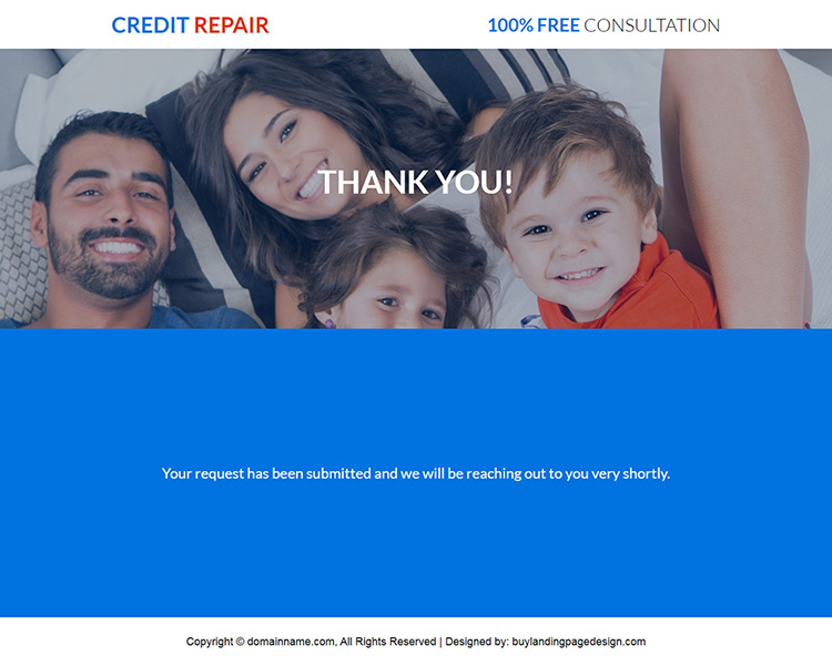 responsive high credit repair consultation landing page design