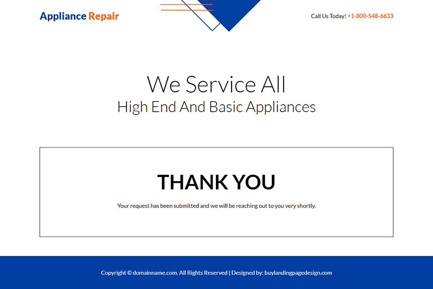 basic appliance repair service responsive landing page