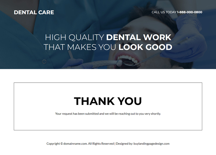 dental care clinics lead capture responsive landing page