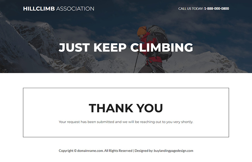 hill climbing responsive landing page design