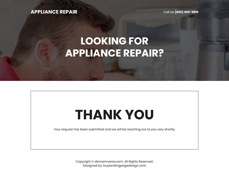 home appliance repair service responsive landing page design