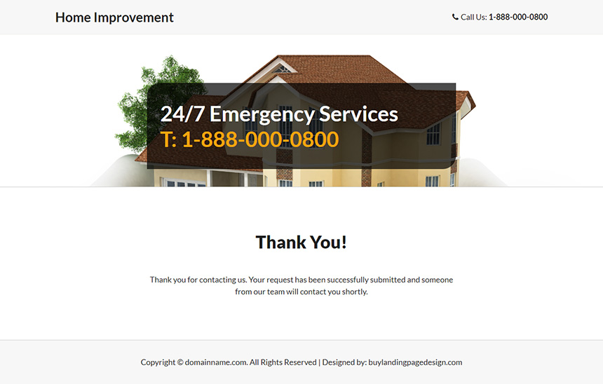 home improvement emergency services landing page