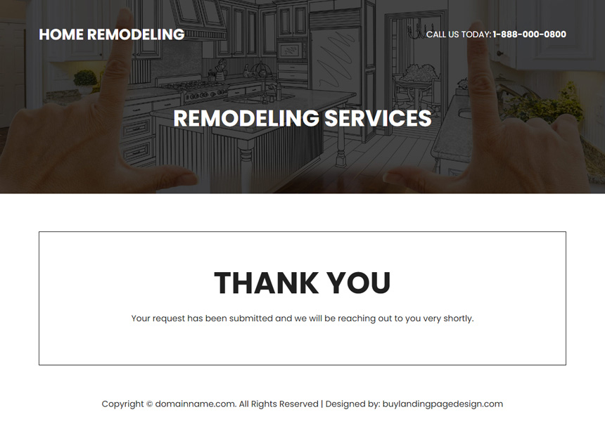 home remodeling contractors responsive landing page