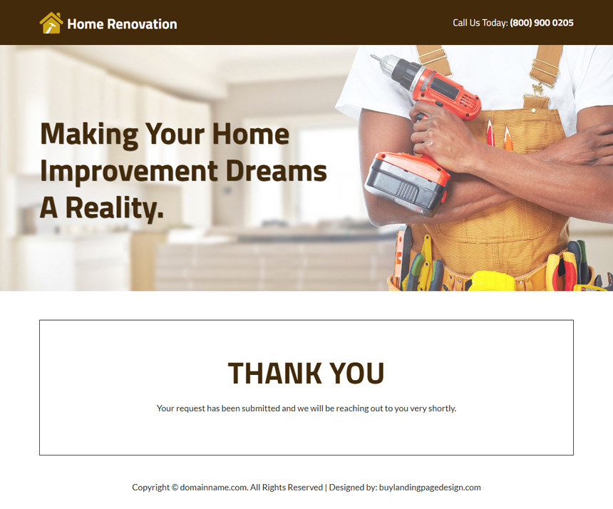 home renovation service lead capture responsive landing page